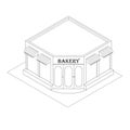 Isometric Bakery. Linear style. Pastries and baked goods.