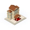 Isometric Bank Building Vector Illustration