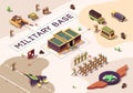Isometric Banner with Military Base in Dessert