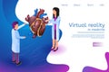 Isometric Banner Virtual Reality in Medicine in 3d