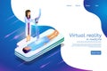 Isometric Banner Virtual Reality in Medicine 3d