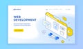 Isometric banner about web development in Internet Royalty Free Stock Photo