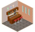 Isometric bar interior pixel art vector Royalty Free Stock Photo