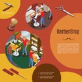 Isometric Barber Shop Colorful Template