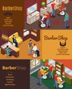 Isometric Barber Shop Horizontal Banners