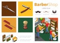 Isometric Barber Shop Infographic Template