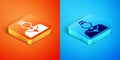 Isometric Baseball coach icon isolated on orange and blue background. Vector