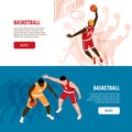 Isometric Basketball Banners Set