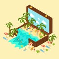 Isometric Beach Vacation Concept Royalty Free Stock Photo