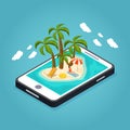 Isometric Beach Vacation Mobile Concept