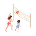 Isometric Beach Volleyball Composition