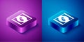 Isometric Beans in can icon isolated on blue and purple background. Square button. Vector