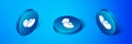 Isometric Beans icon isolated on blue background. Blue circle button. Vector