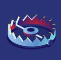Isometric bear trap. Vector illustration Royalty Free Stock Photo