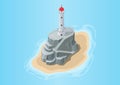 Isometric beautiful rocky island Royalty Free Stock Photo