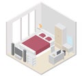 Isometric bedroom icon Royalty Free Stock Photo