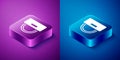 Isometric Bellboy hat icon isolated on blue and purple background. Hotel resort service symbol. Square button. Vector Royalty Free Stock Photo