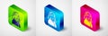 Isometric Benjamin Franklin icon isolated on grey background. Square button. Vector