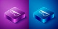 Isometric Biathlon rifle icon isolated on blue and purple background. Ski gun. Square button. Vector