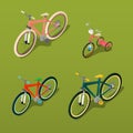 Isometric Bicycle. City Bicycle, Children Bicycle