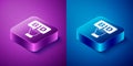 Isometric Bid icon isolated on blue and purple background. Auction bidding. Sale and buyers. Square button. Vector Royalty Free Stock Photo