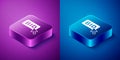 Isometric Bid icon isolated on blue and purple background. Auction bidding. Sale and buyers. Square button. Vector Royalty Free Stock Photo