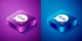 Isometric Bid icon isolated on blue and purple background. Auction bidding. Sale and buyers. Square button. Vector Royalty Free Stock Photo