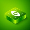 Isometric Big brother electronic eye icon isolated on green background. Global surveillance technology, computer systems Royalty Free Stock Photo