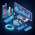 Isometric of big data analysis concept. Illustration by generative Ai Royalty Free Stock Photo