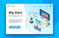 Isometric big data analytics. Analytical infographic statistic dashboard. 3d vector illustration