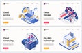 Isometric big data technology vector illustration set, creative cartoon 3d tech datacenter service of cloud server