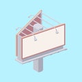 Isometric billboard with blank canvas for outdoor advertising.