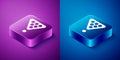 Isometric Billiard balls in a rack triangle icon isolated on blue and purple background. Square button. Vector Royalty Free Stock Photo