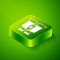 Isometric Binoculars icon isolated on green background. Find software sign. Spy equipment symbol. Green square button Royalty Free Stock Photo