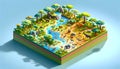 Isometric Biodiverse Wildlife Ecosystem in 3D Rendering. Created with generative AI Royalty Free Stock Photo