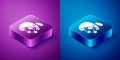 Isometric Biological structure icon isolated on blue and purple background. Genetically modified organism and food