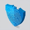 Isometric Biometric Identity Shield Puzzle Piece Royalty Free Stock Photo