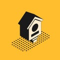 Isometric Bird house icon isolated on yellow background. Nesting box birdhouse, homemade building for birds. Vector