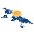 Isometric Bitcoin Network Over The World Map