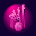 Isometric Bitcoin Ultra violet color concept, Vector Illustration