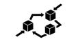 Isometric black cube workflow icon with circular arrows showing a three-block process loop in a vector graphic for process flow Royalty Free Stock Photo