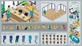 Isometric Black Man characters constructor for design. Use Separate Body Parts to Create An Animated Character. Set of