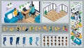 Isometric Black Man characters constructor for design. Use Separate Body Parts to Create An Animated Character. Set of