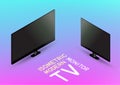 Isometric black monitor and modern tv