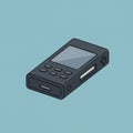 Isometric Black MP3 Player Illustration on Blue Background Royalty Free Stock Photo