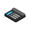 Isometric black telephone icon. 3d Landline phone