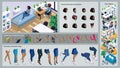 Isometric Black WoMan characters constructor for design. Use Separate Body Parts to Create An Animated Character. Set of
