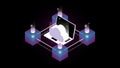 Isometric Blockchain. Gradient Cloud Technology Flowchart Royalty Free Stock Photo