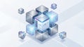 Isometric Blockchain Network Illustration With Interconnected Digital Cubes And Decentralized Data Infrastructure Royalty Free Stock Photo