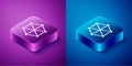 Isometric Blockchain technology icon isolated on blue and purple background. Cryptocurrency data. Abstract geometric Royalty Free Stock Photo